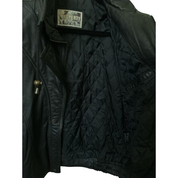 Property vintage black leather bomber jacket from the 1990s with a Size M - Picture 8 of 14